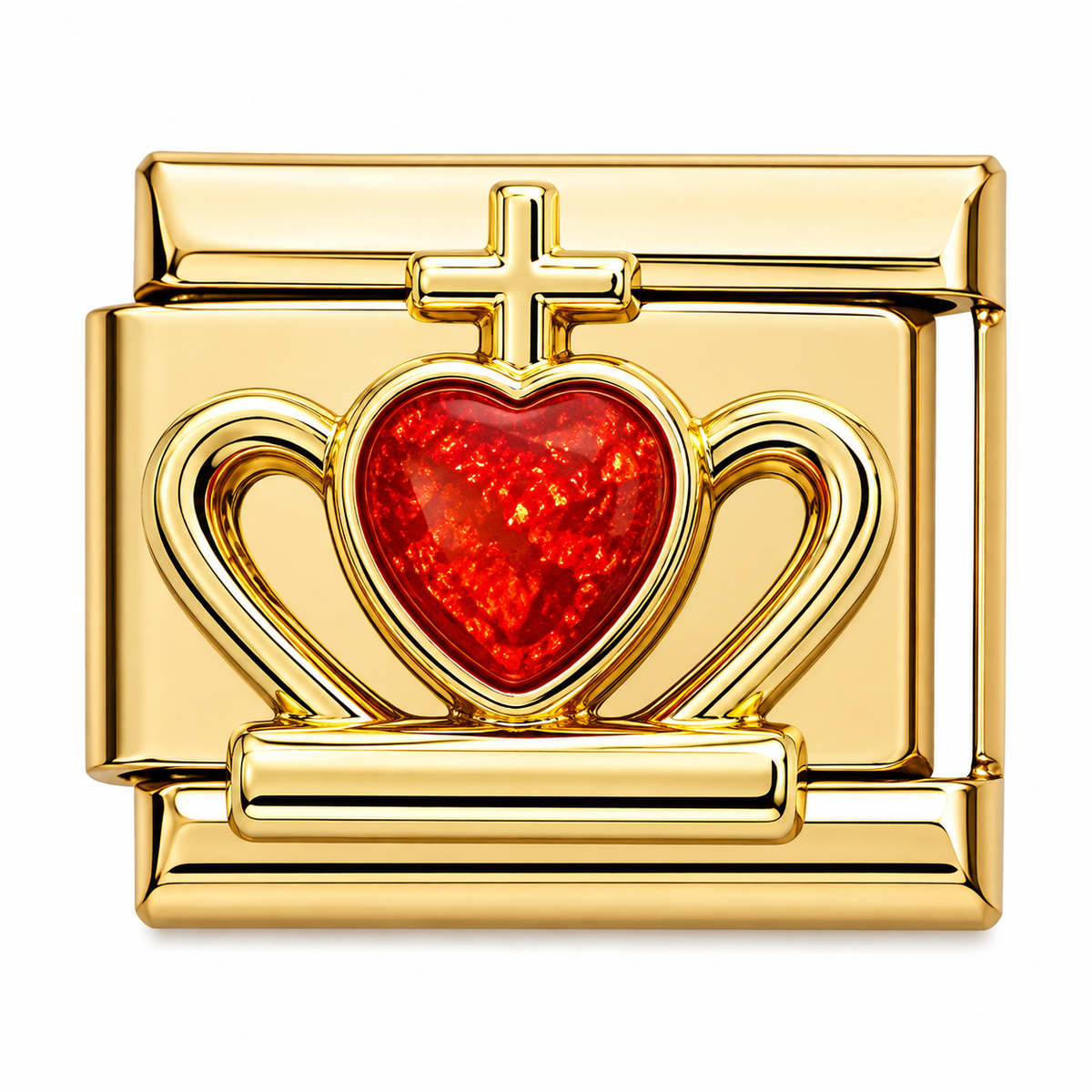 Diamond Heart Crown Gold Italian Charm