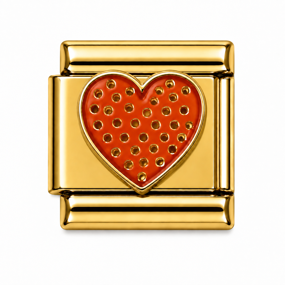 Dotted Red ❤️ Heart Gold Italian Charm