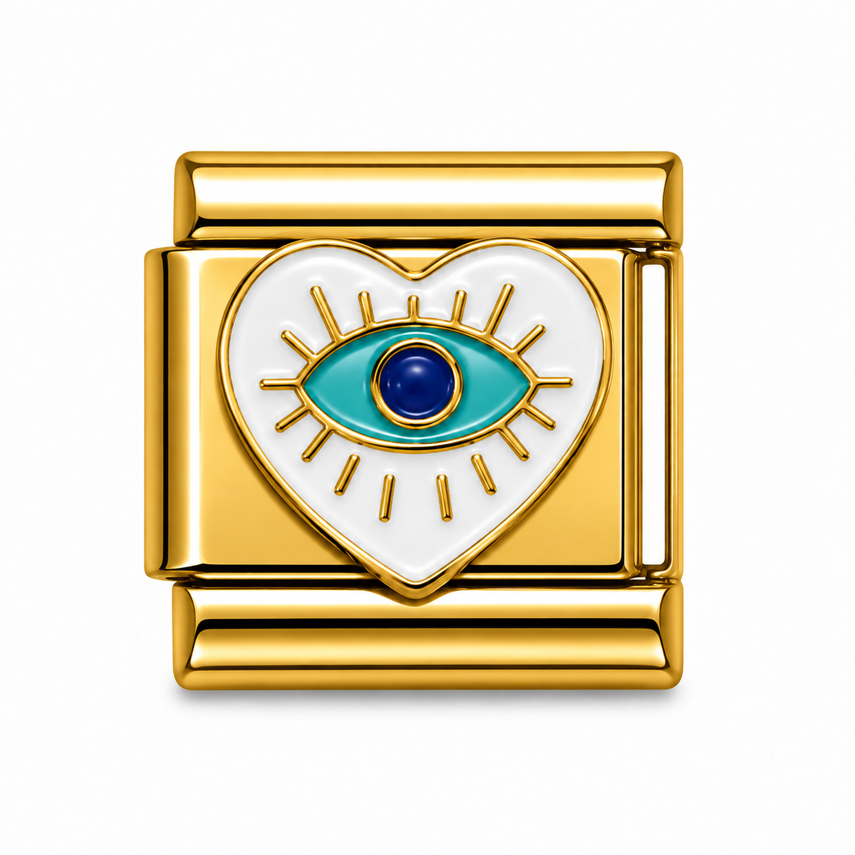 Evil Eye Heart Gold Italian Charm