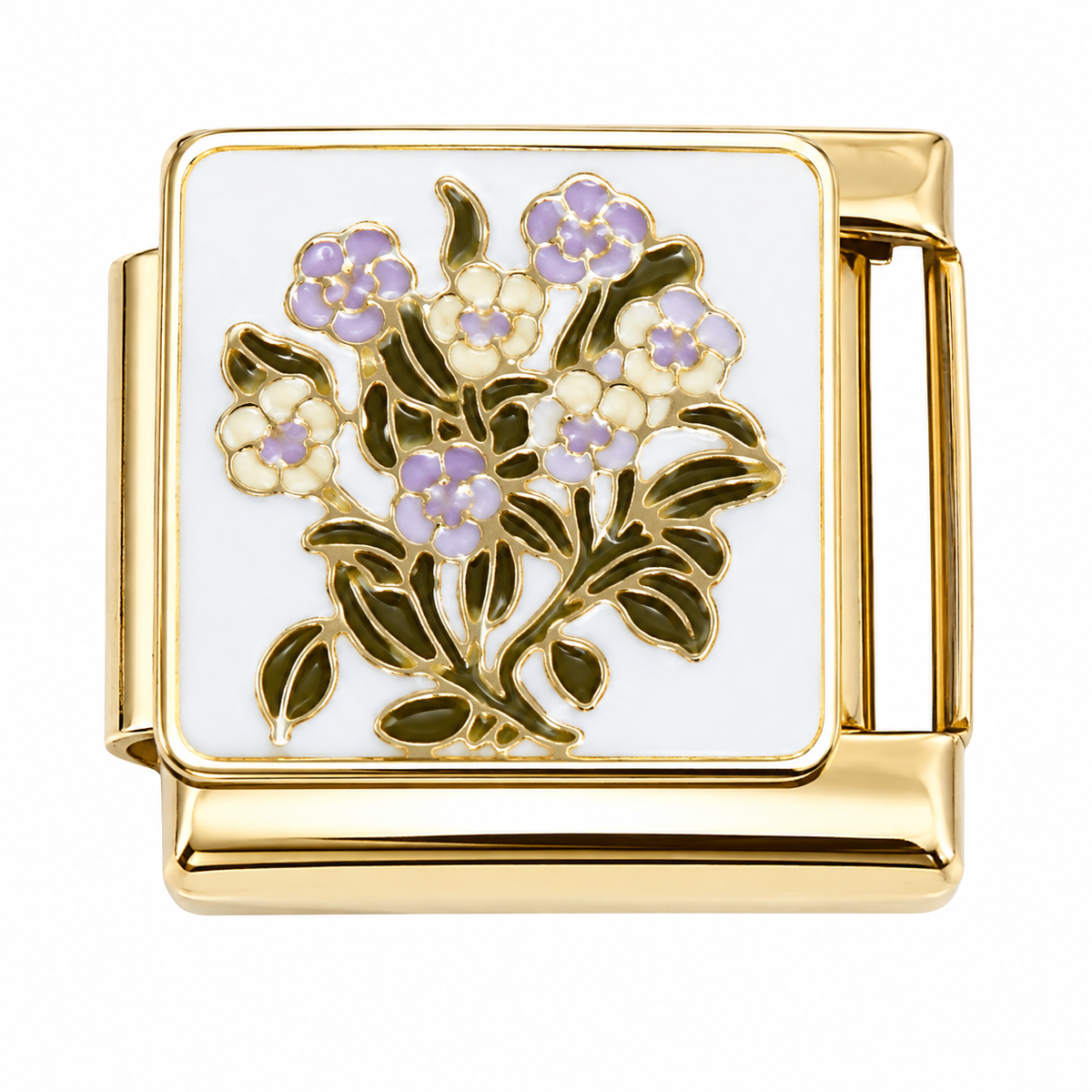 Floral Gold Italian Charm