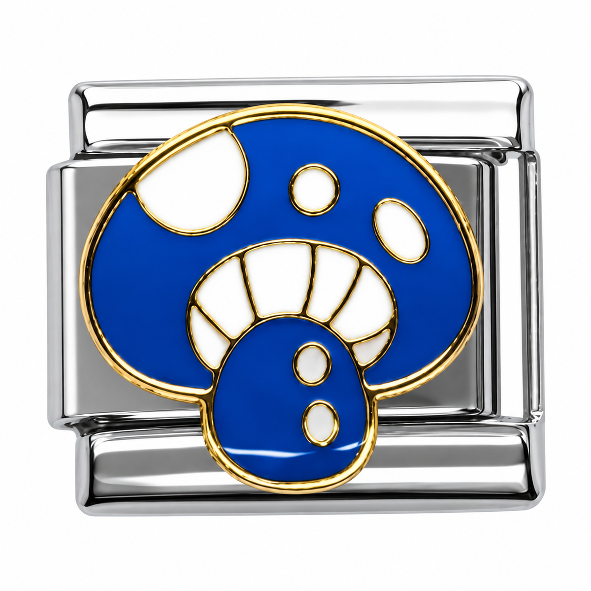 Blue Mushroom Silver Italian Charm