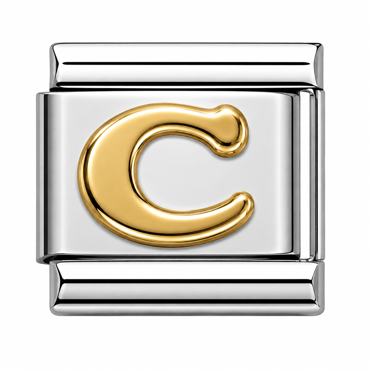 Gold 'C' Letter Silver Italian Charm