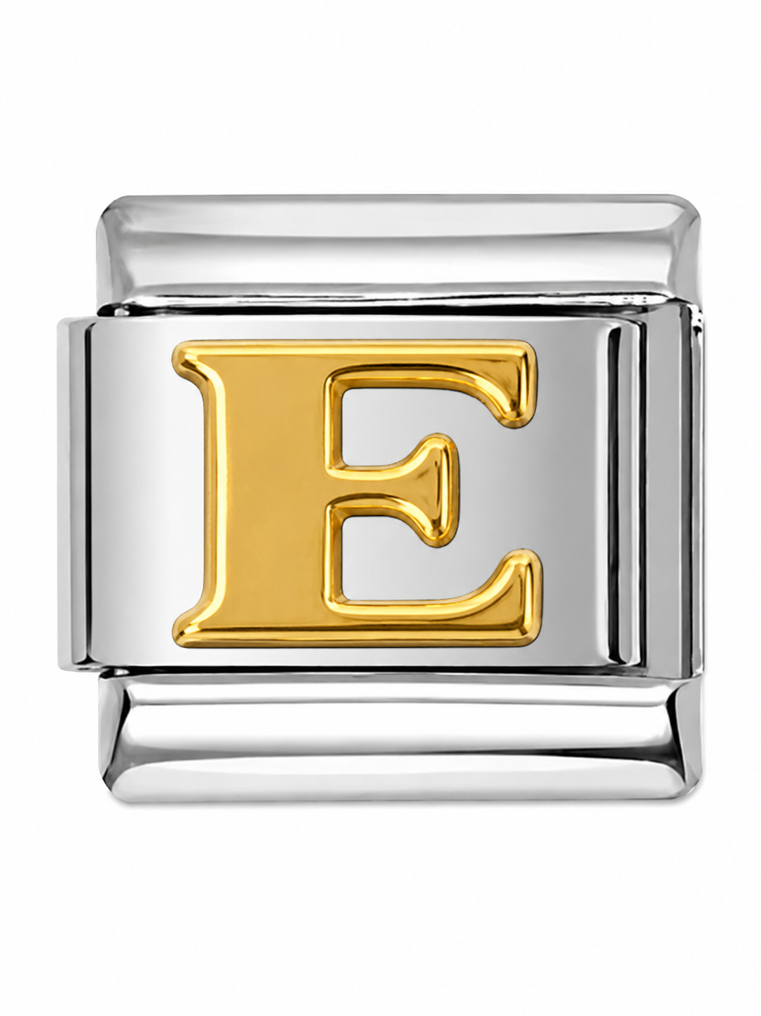 Gold Letter E Silver Italian Charm