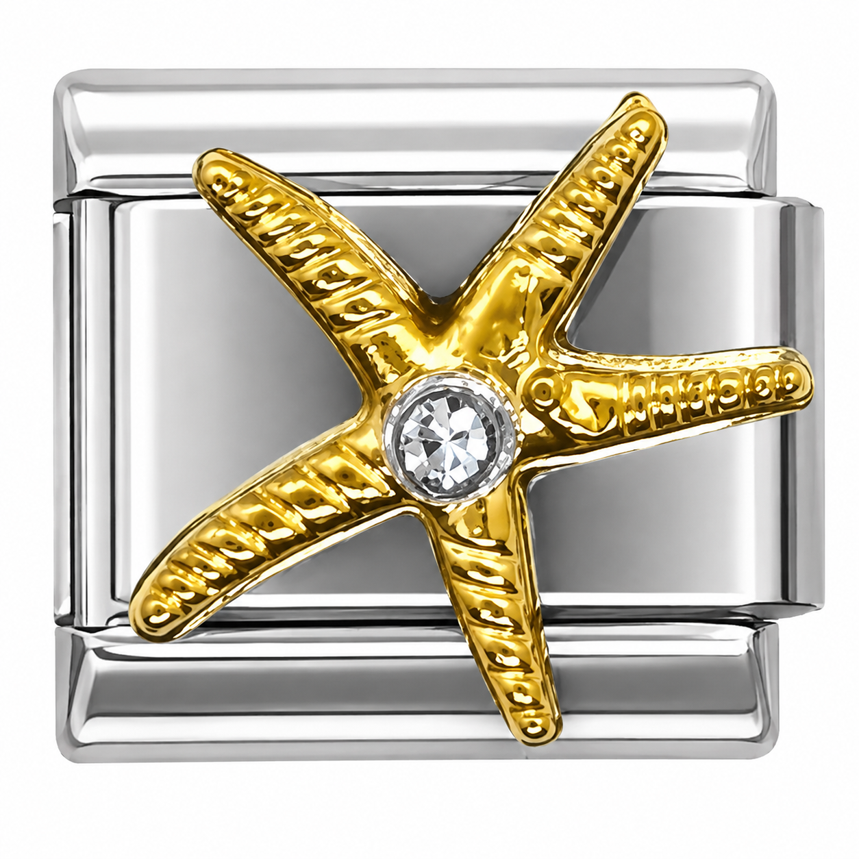 Gold Starfish with Crystal Italian Charm