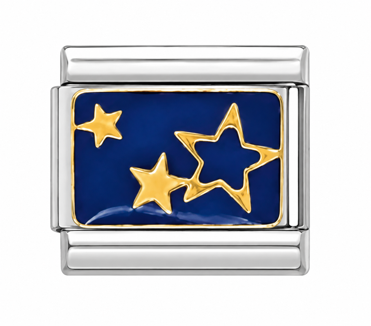 Gold Stars on Blue Sky Silver Italian Charm