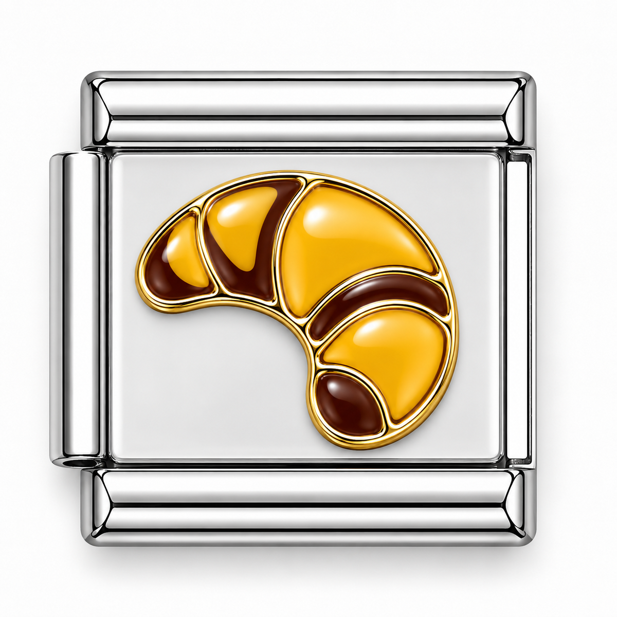 Golden Croissant Two-Tone Silver Italian Charm