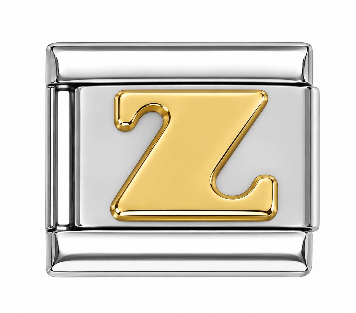 Golden Letter Z Silver Italian Charm
