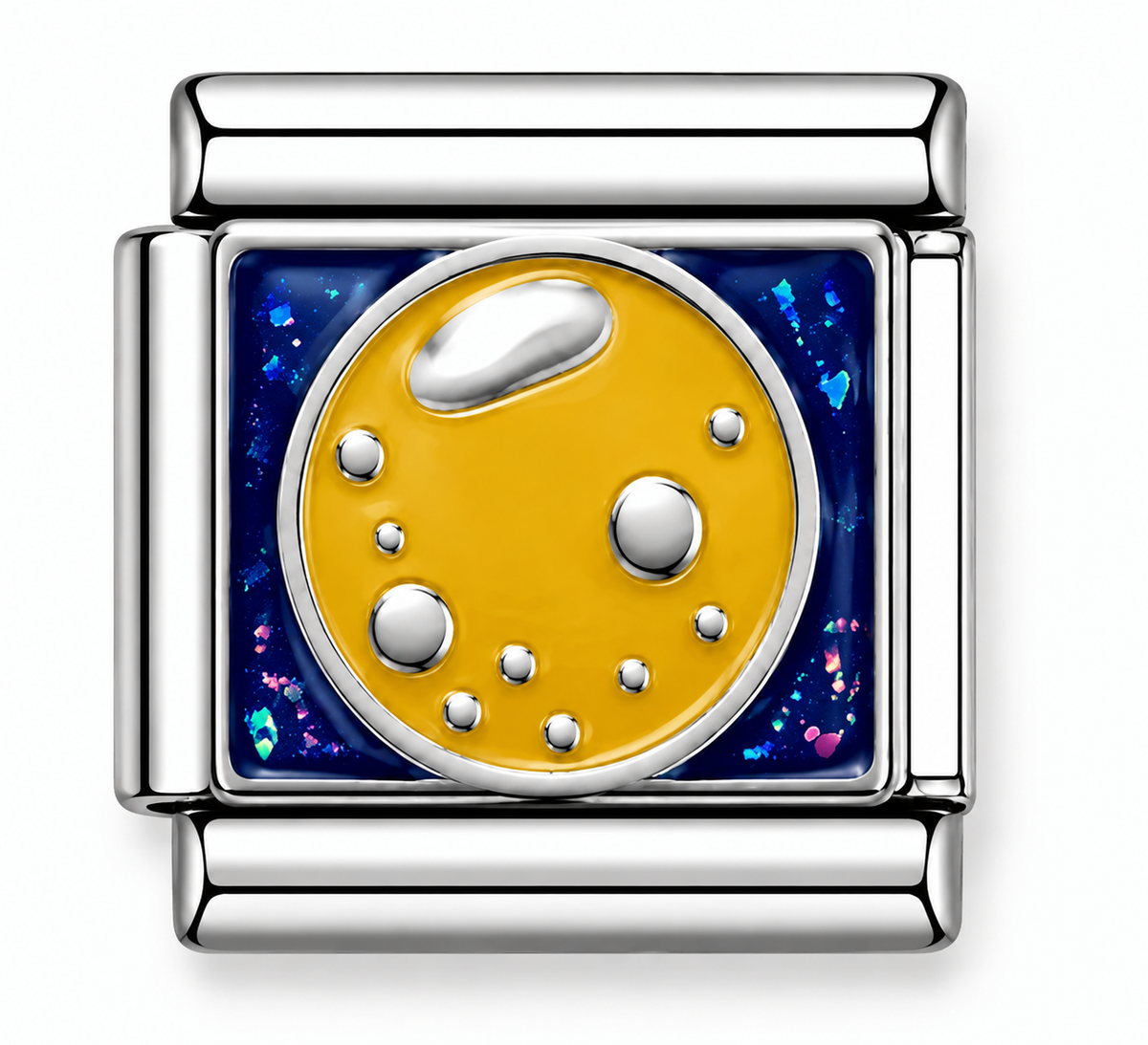 Golden Moon Galaxy Silver Italian Charm
