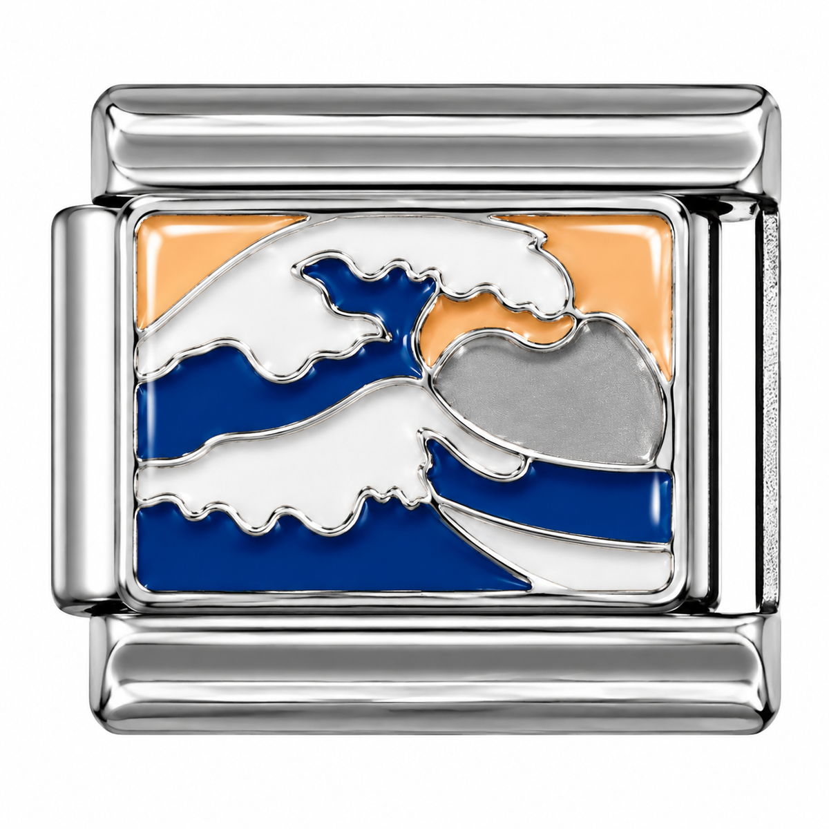 Great Wave Sunset Silver Italian Charm