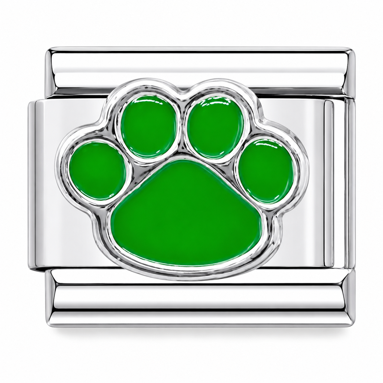 Green Paw Print Italian Charm