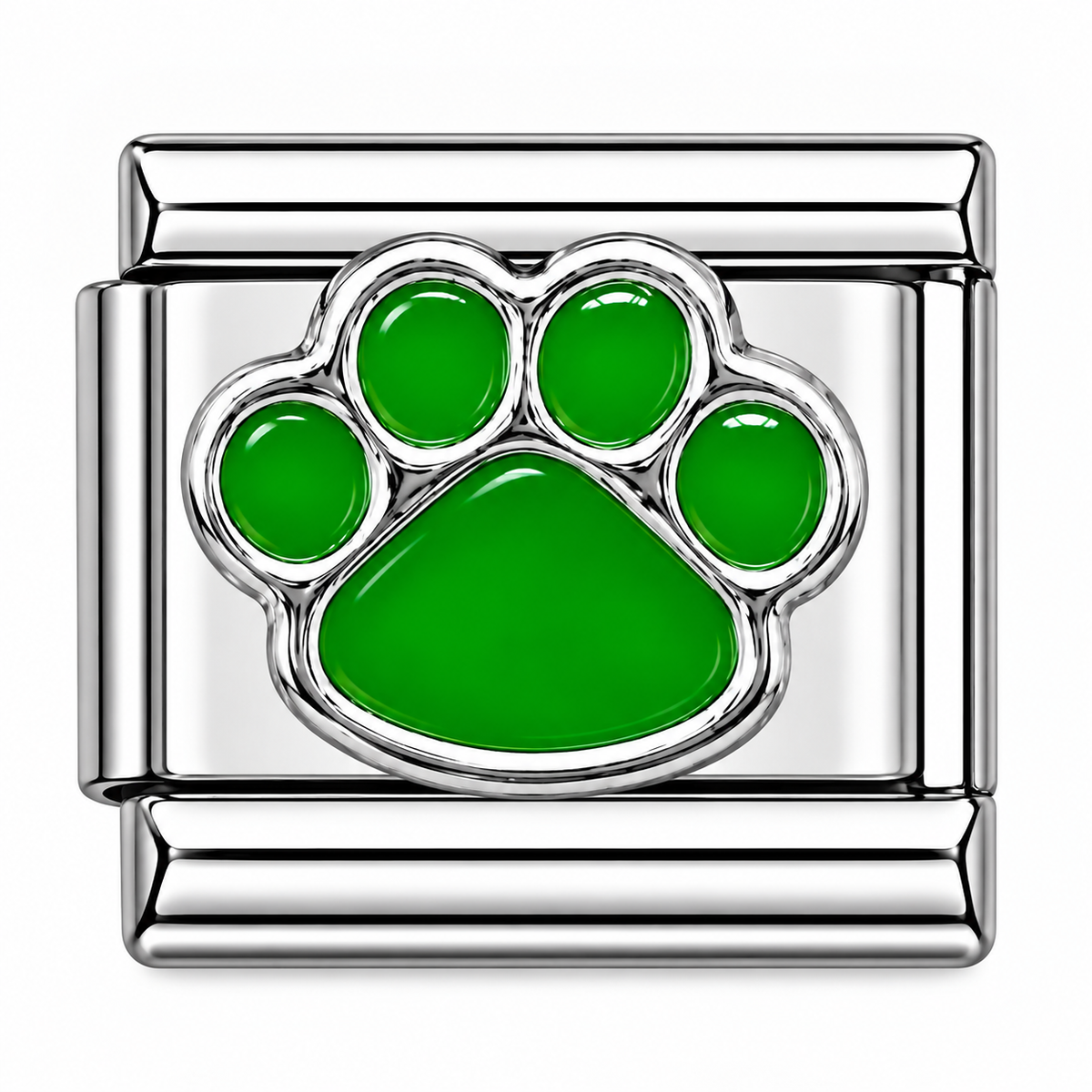 Green Paw Print Italian Charm