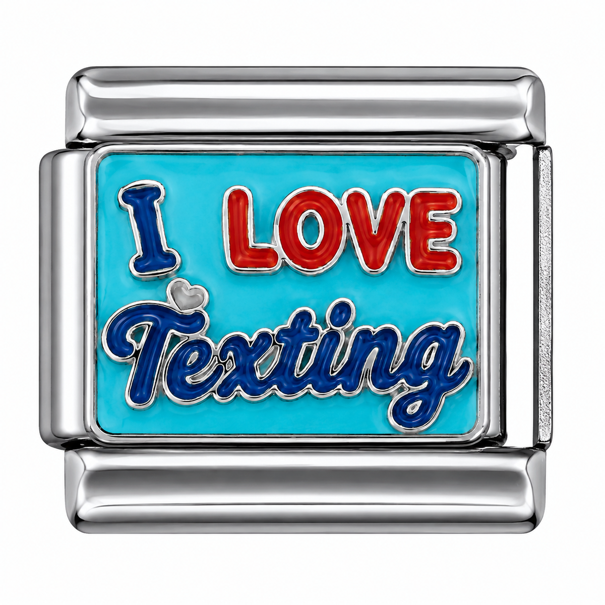 I Love ❤️ Texting Turquoise Silver Italian Charm