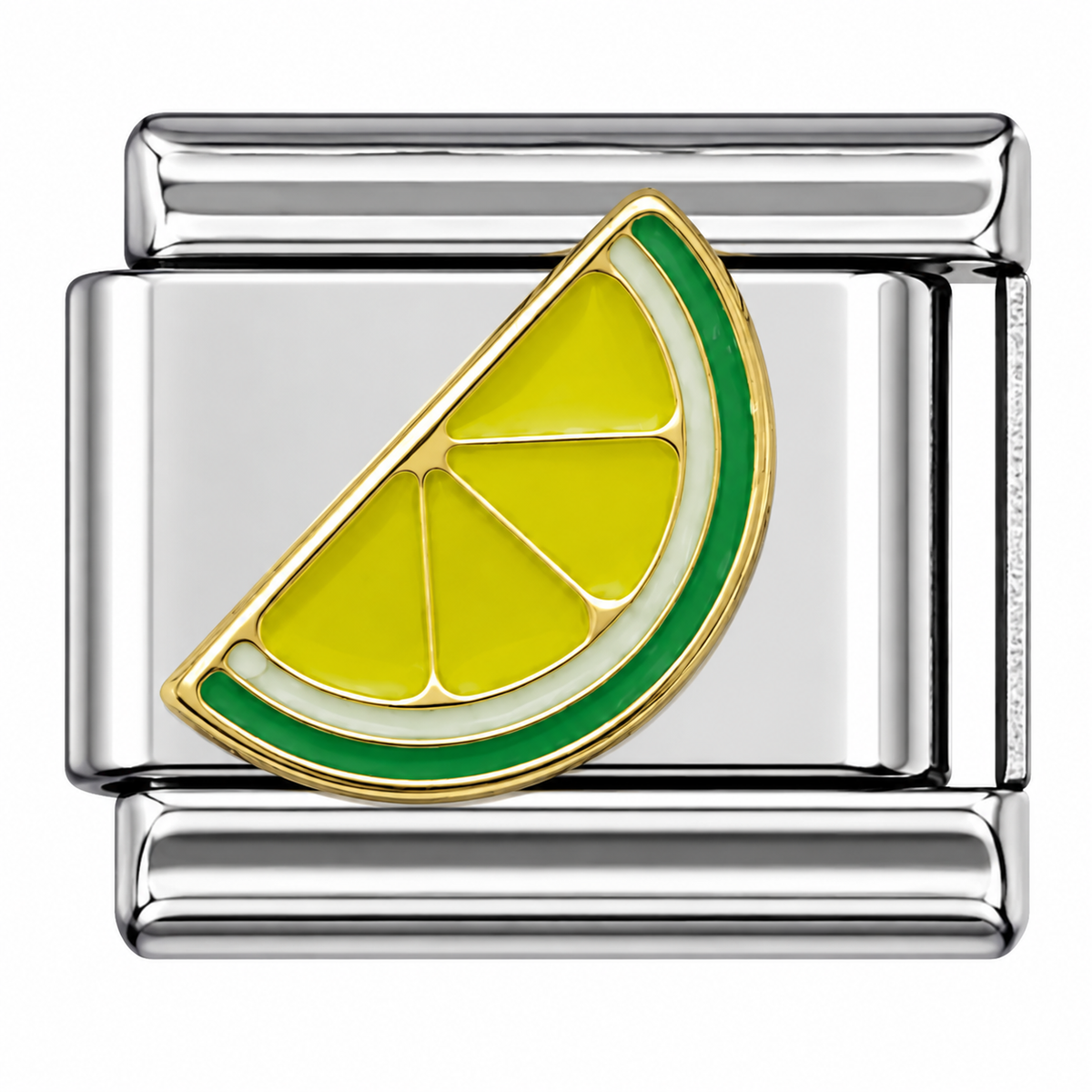 Lime Wedge Two-Tone Silver Italian Charm