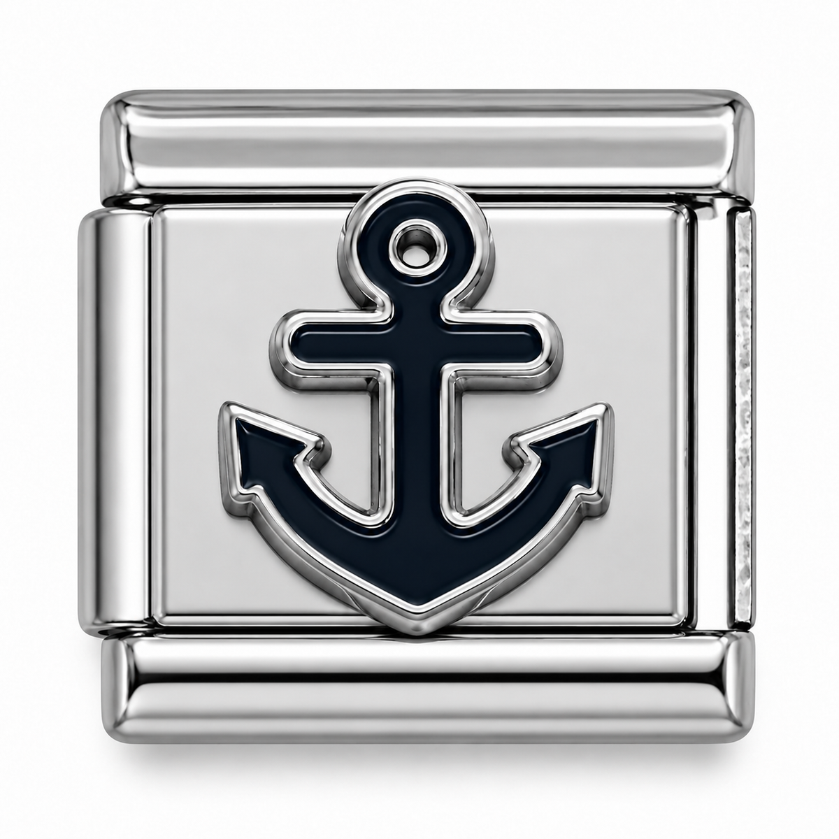 Navy Blue Anchor Silver Italian Charm