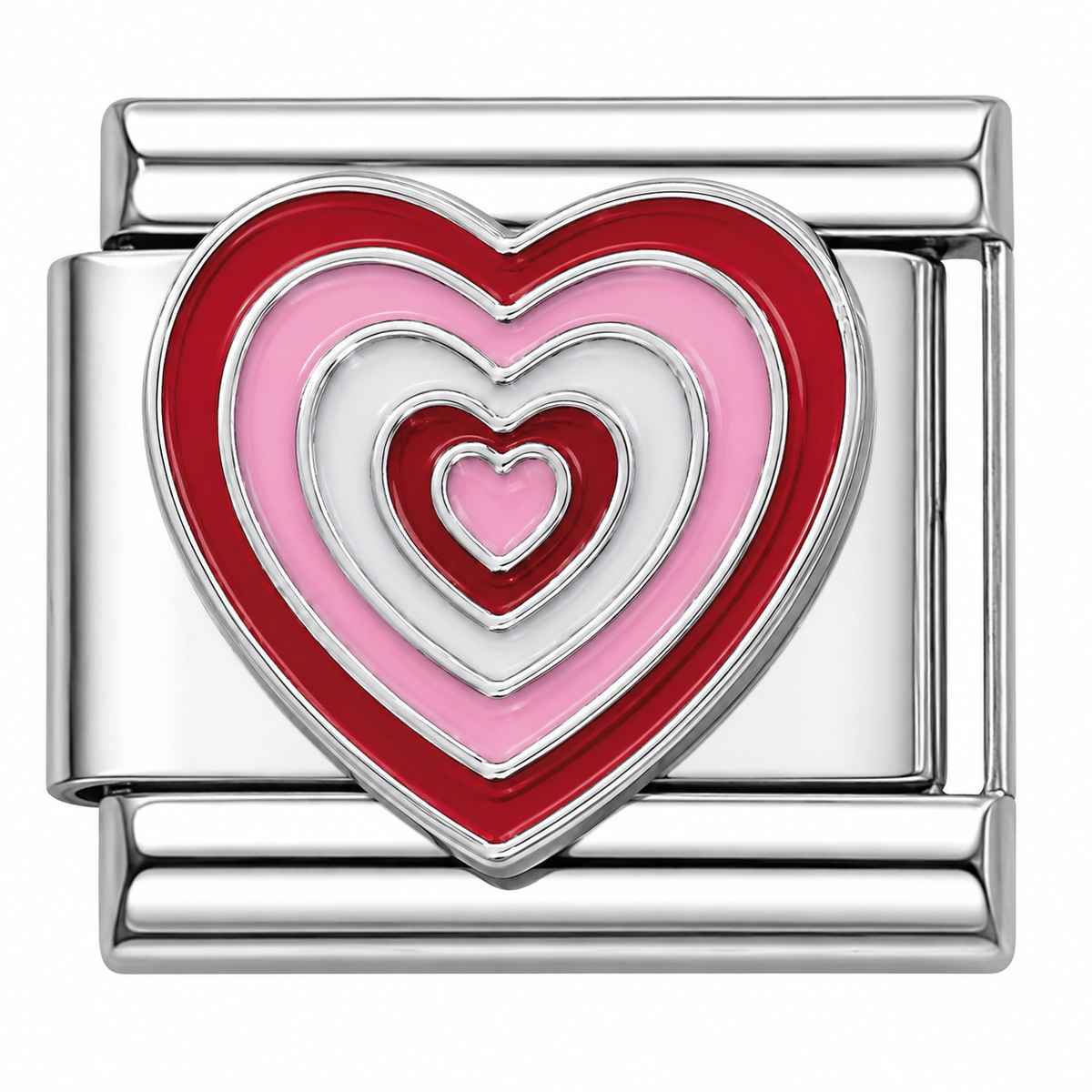 Nested Hearts in Red and Pink Italian Charm