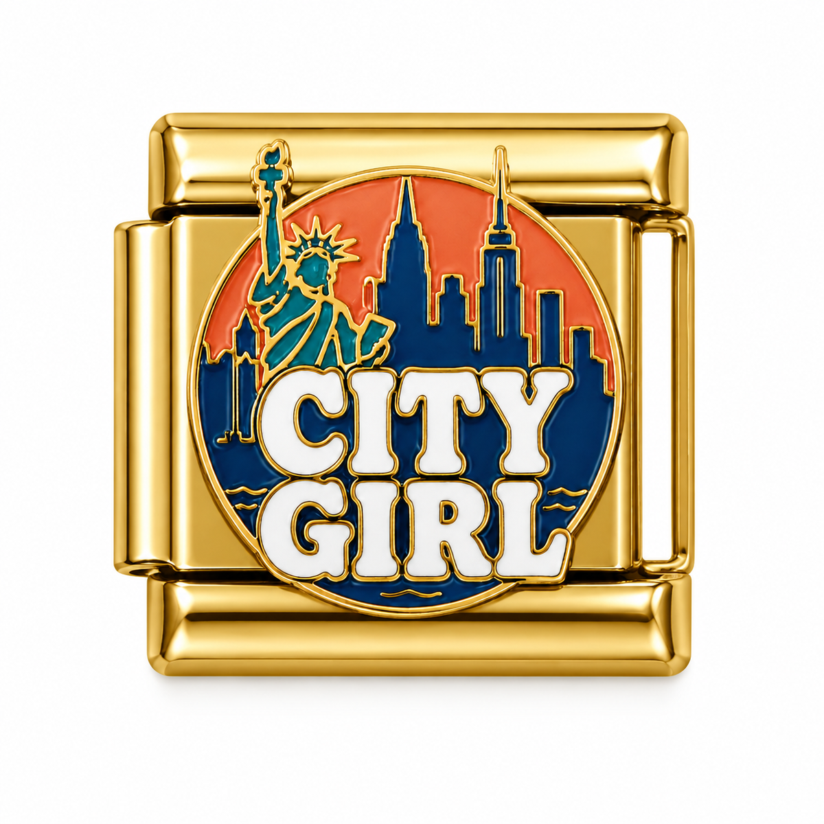 New York City Girl Gold Italian Charm