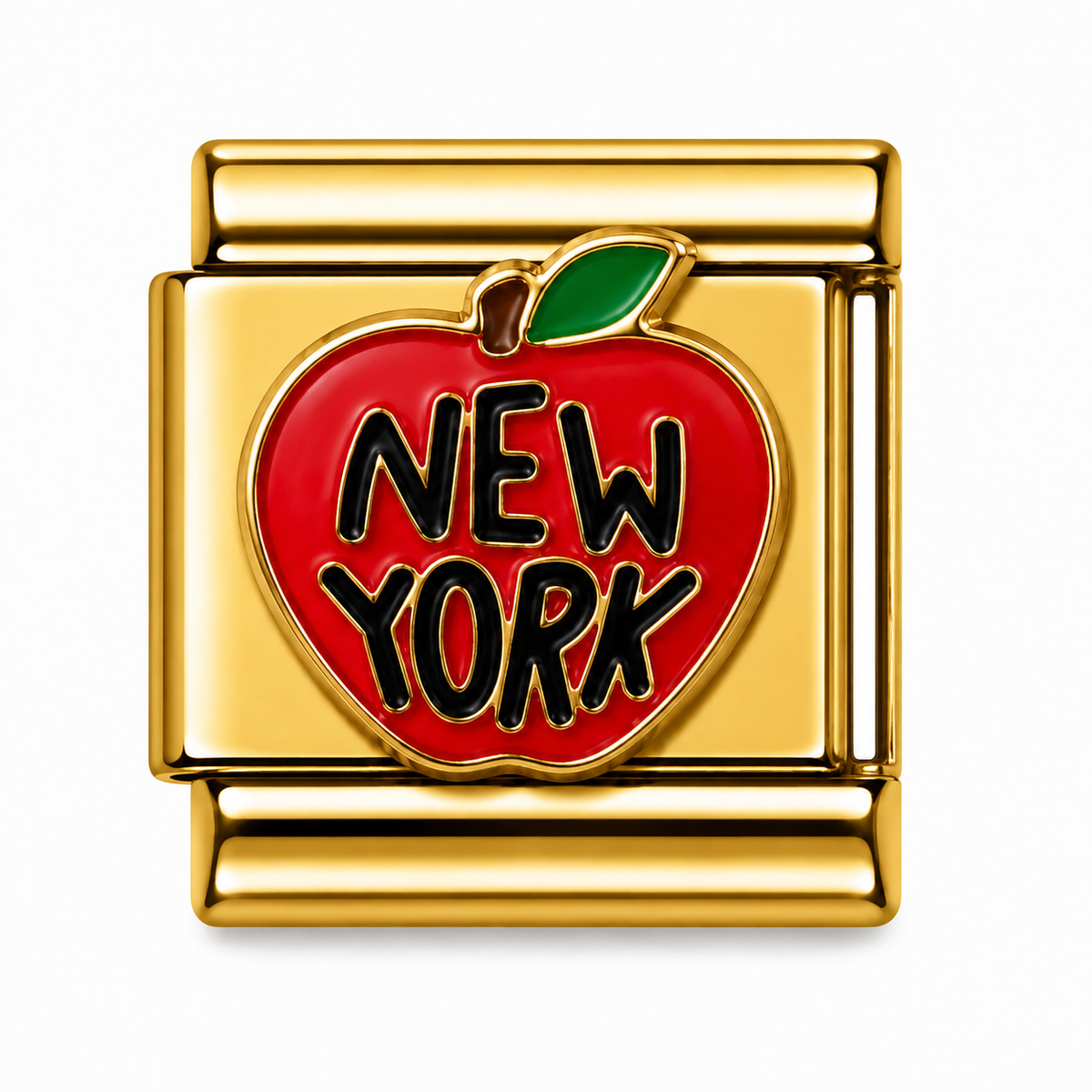 New York Big Apple Gold Italian Charm