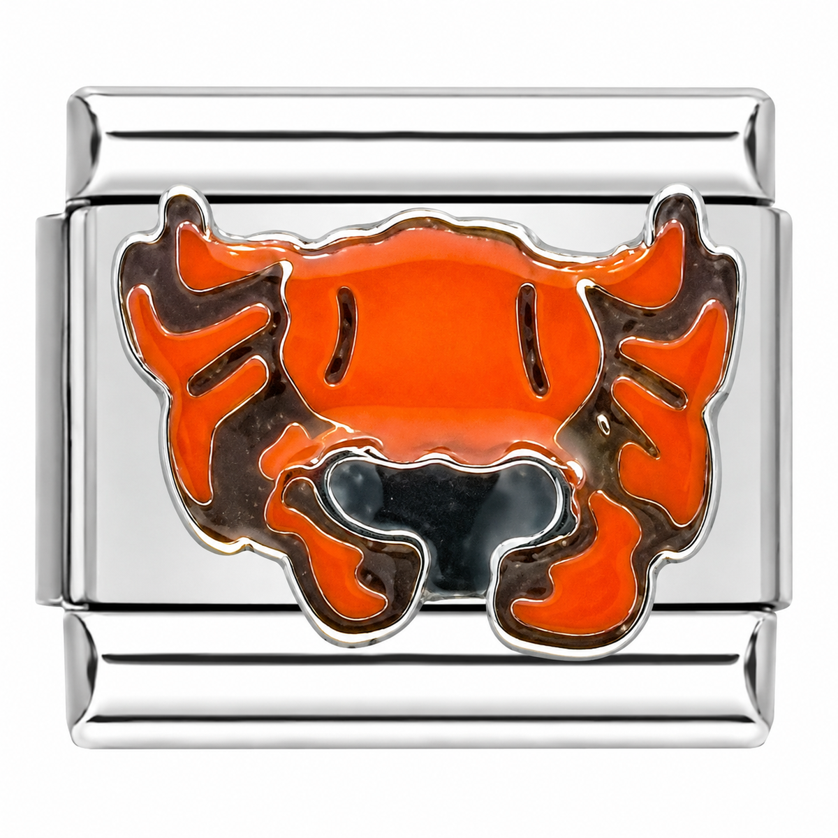 Orange Crab Silver Italian Charm