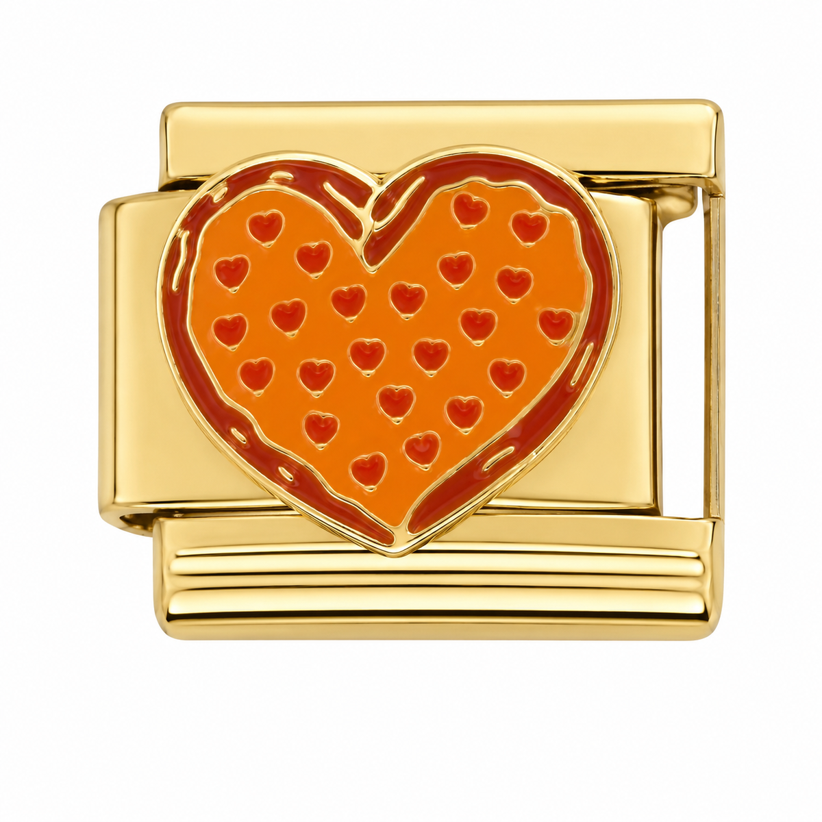 Orange Heart Gold Italian Charm