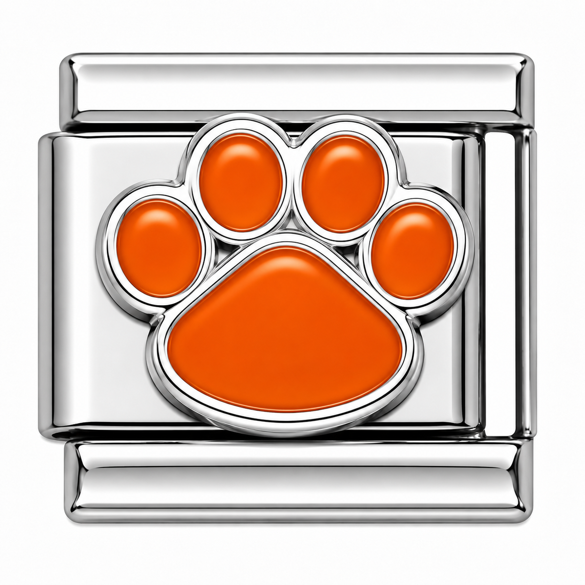 Orange Paw Print Italian Charm