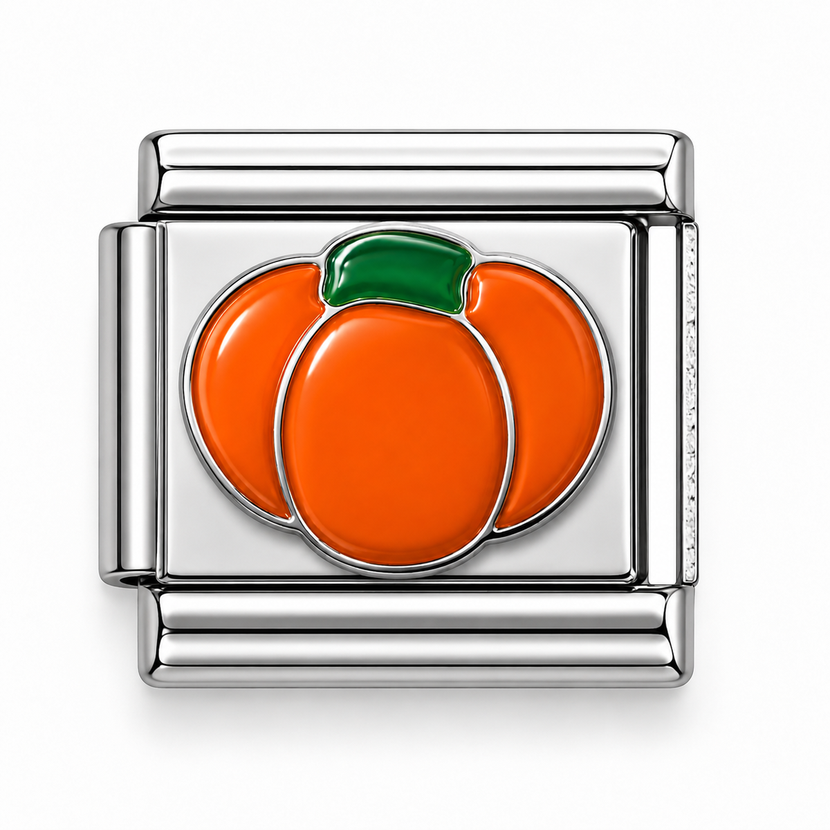 Orange Pumpkin Silver Italian Charm