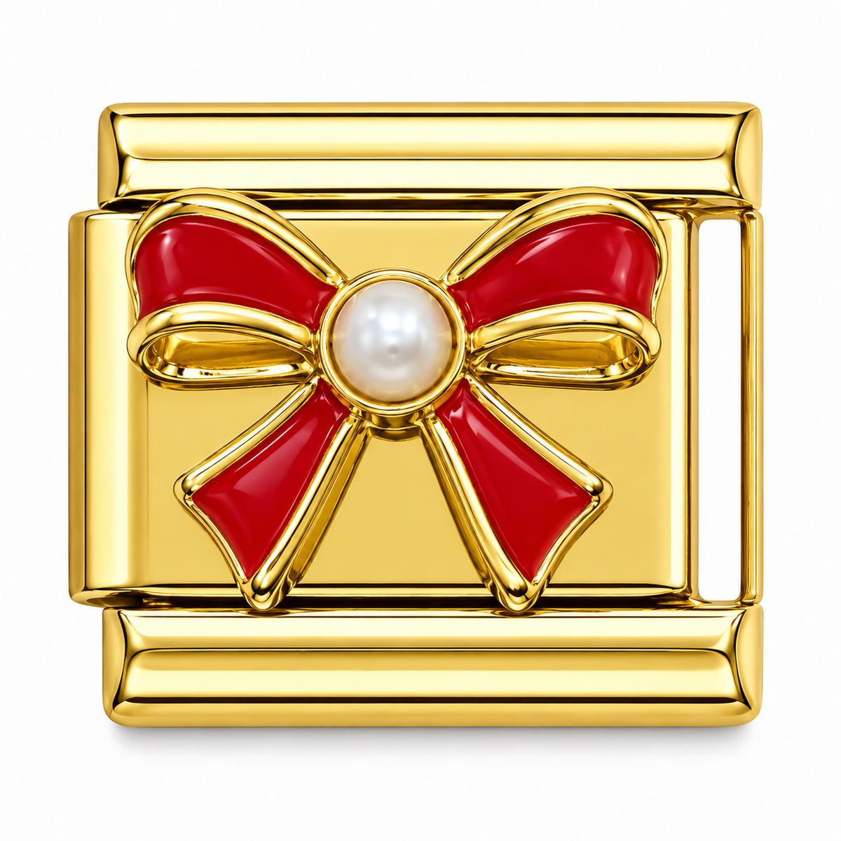 Pearl Bow Gold Italian Charm