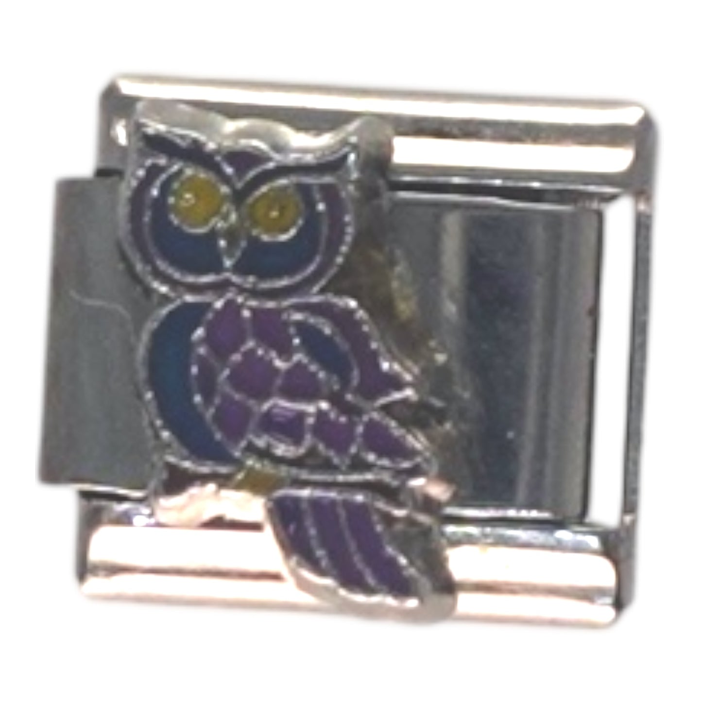 Purple Owl Silver Italian Charm