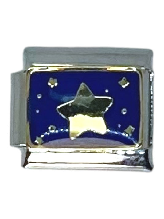 Starry Night Silver Italian Charm