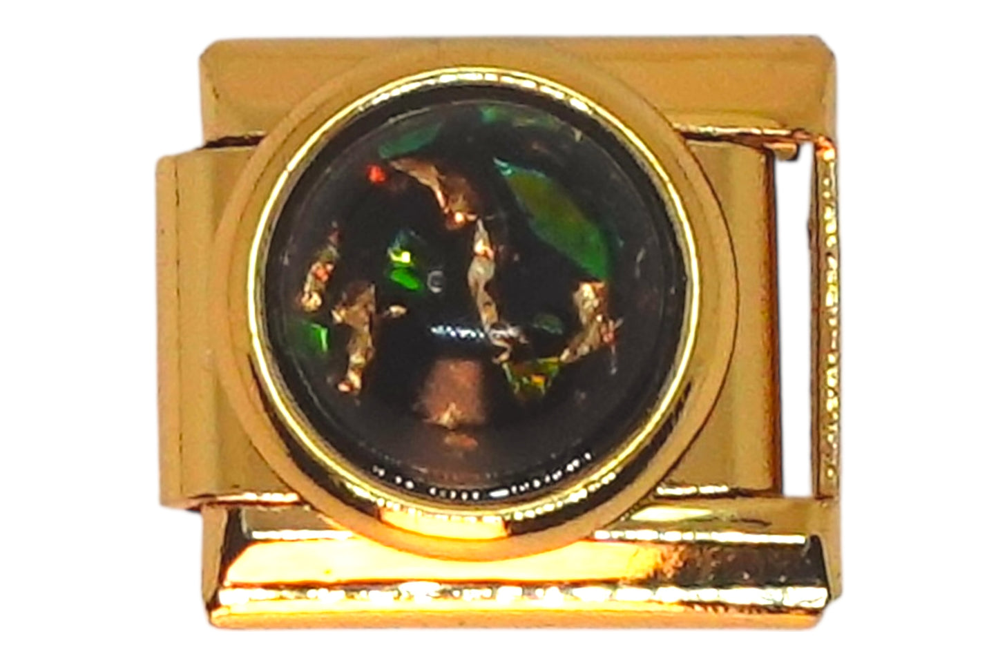 Black Opal Gem Gold Italian Charm