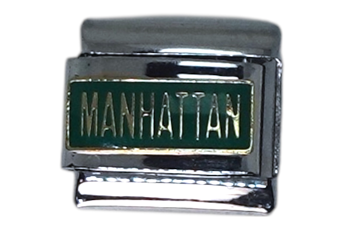 Manhattan Green Silver Italian Charm