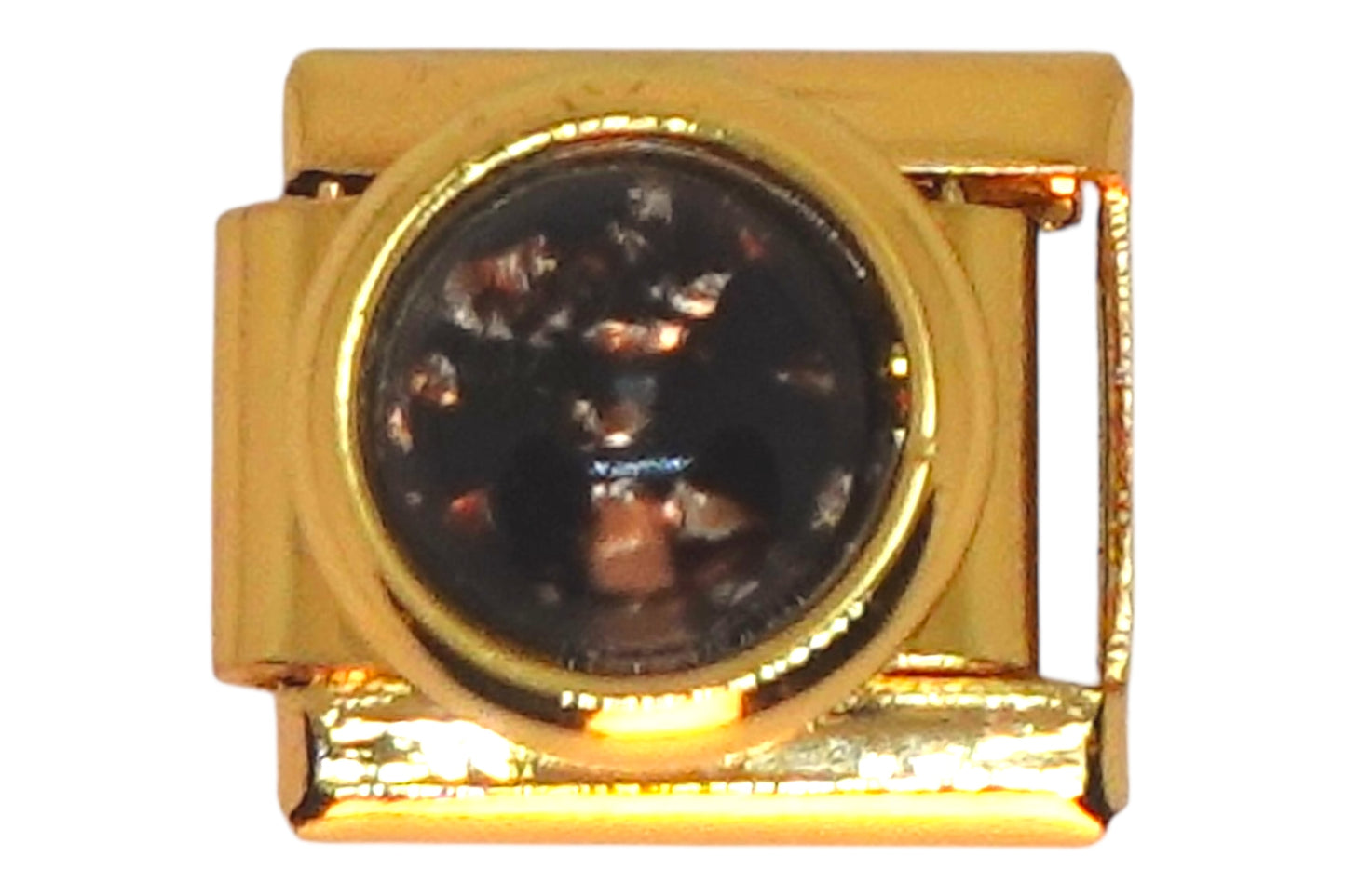 Black Stone Gold Italian Charm
