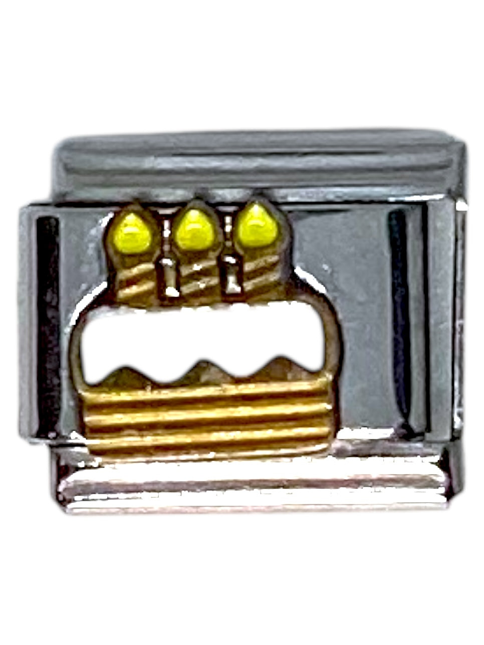 Birthday Cake Gold Italian Charm