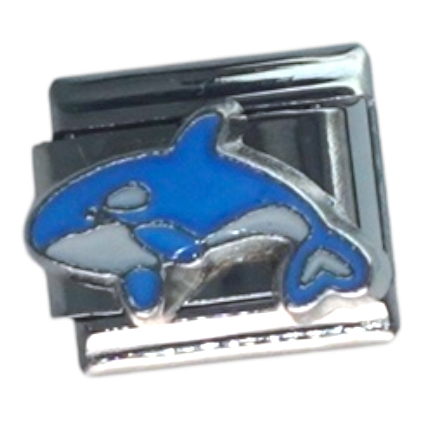 Blue Dolphin Silver Italian Charm
