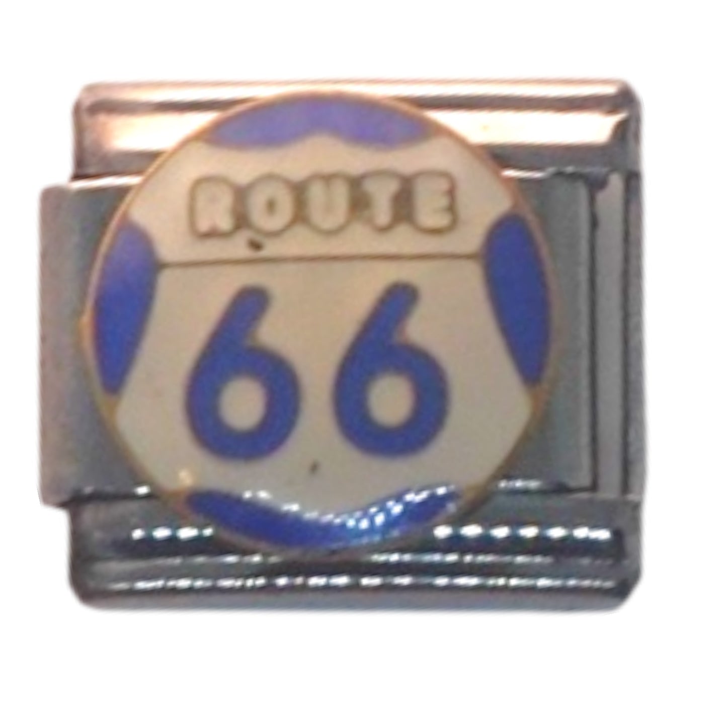 Route 66 Highway Sign Silver Italian Charm