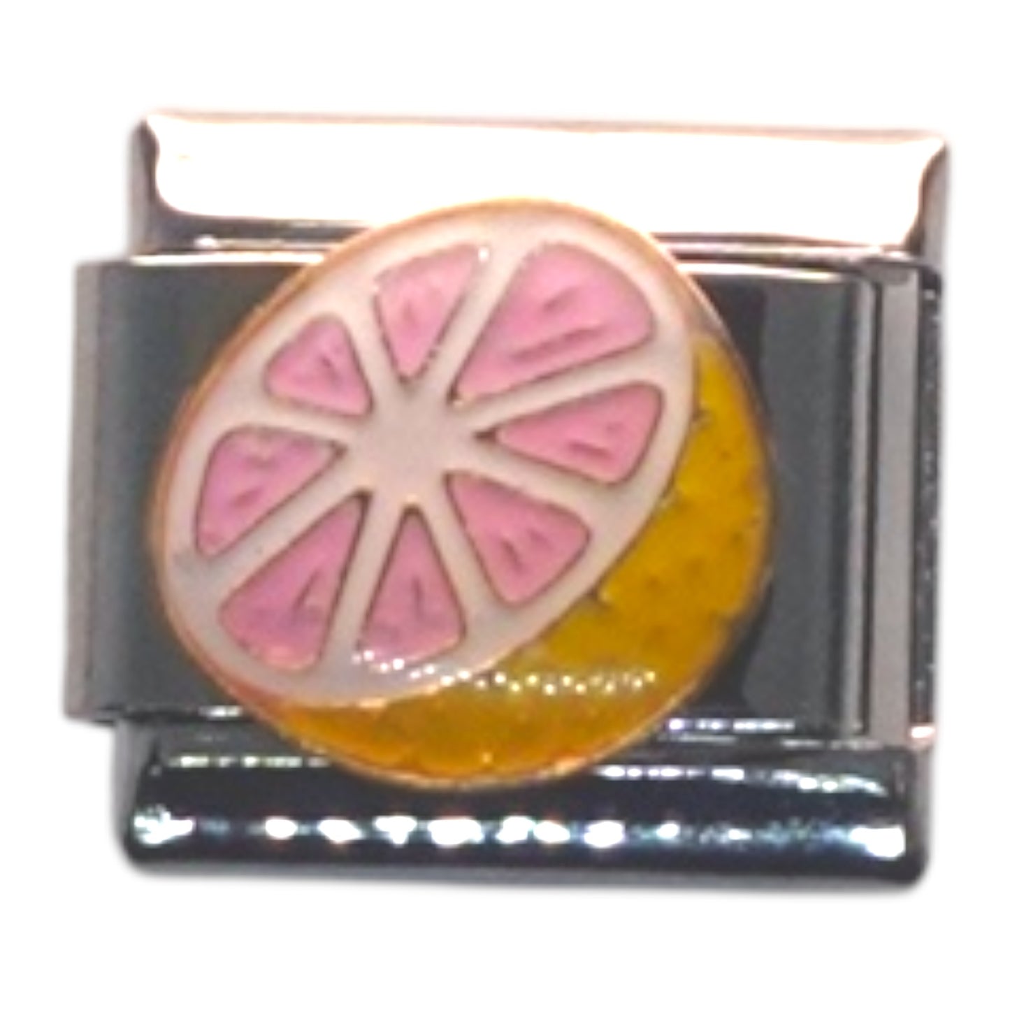 Pink Grapefruit Slice Silver Italian Charm