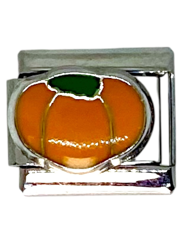 Pumpkin Silver Italian Charm