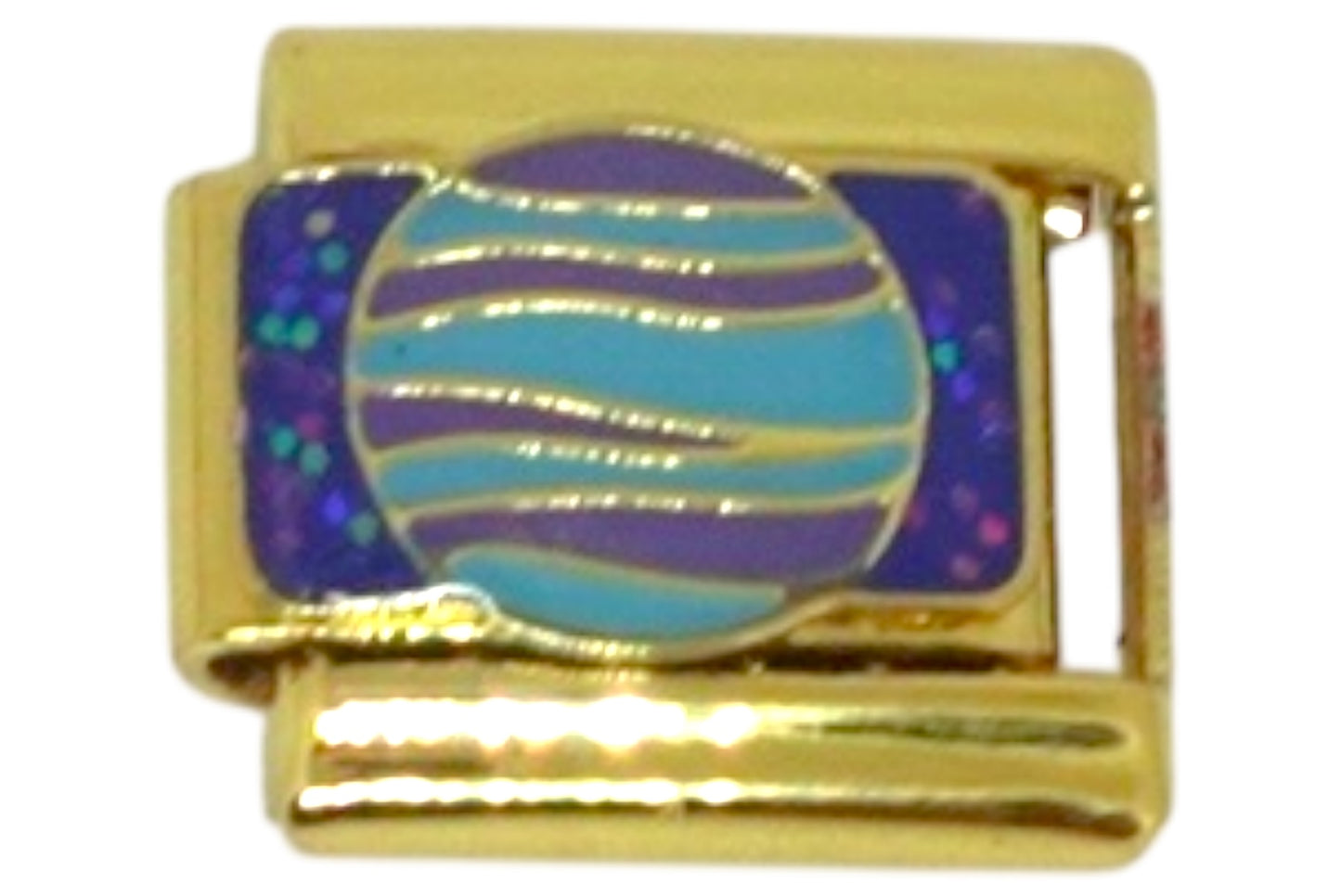 Planet with Purple Galaxy Background Gold Italian Charm