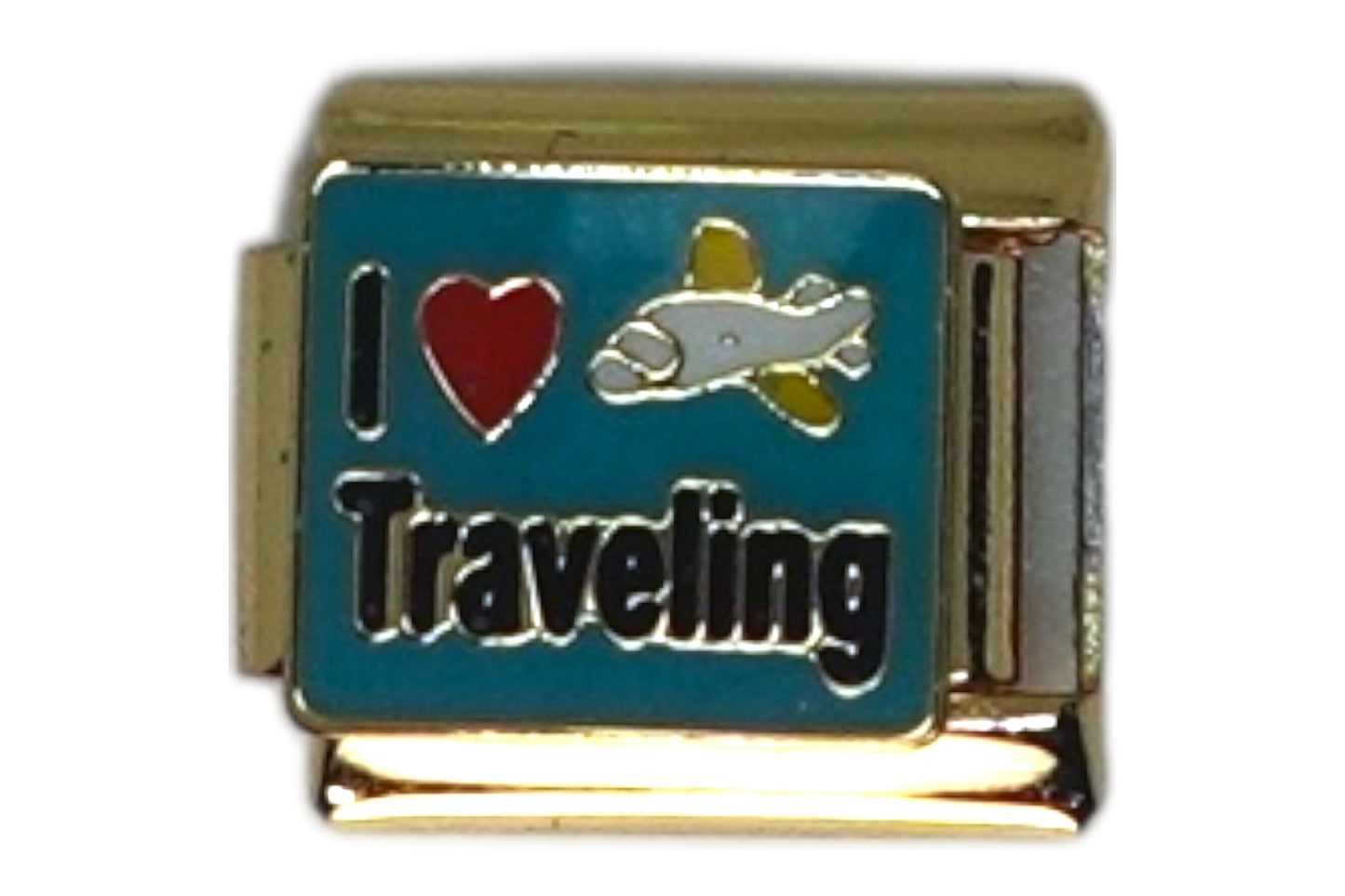 I Love Traveling Gold Italian Charm
