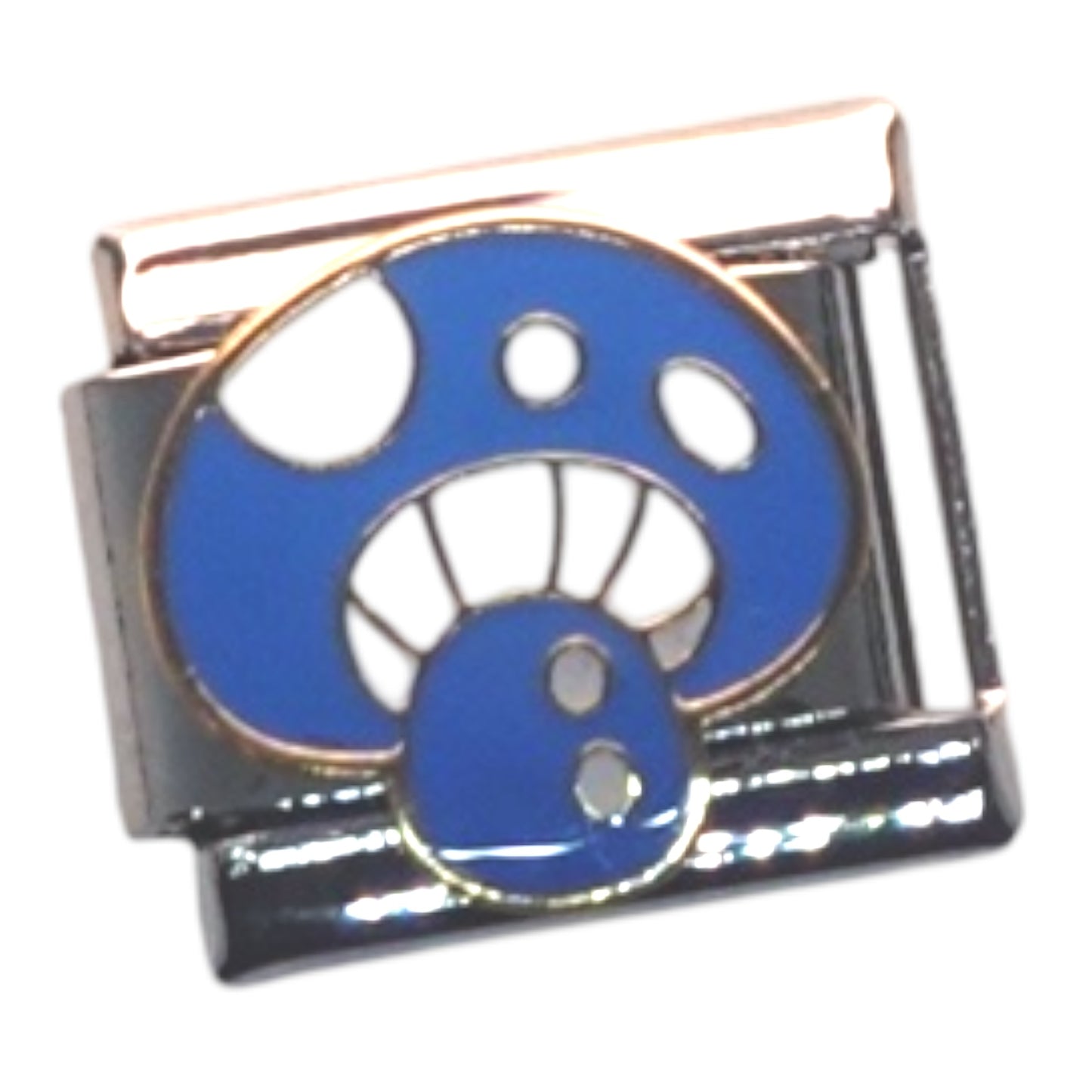 Blue Mushroom Silver Italian Charm