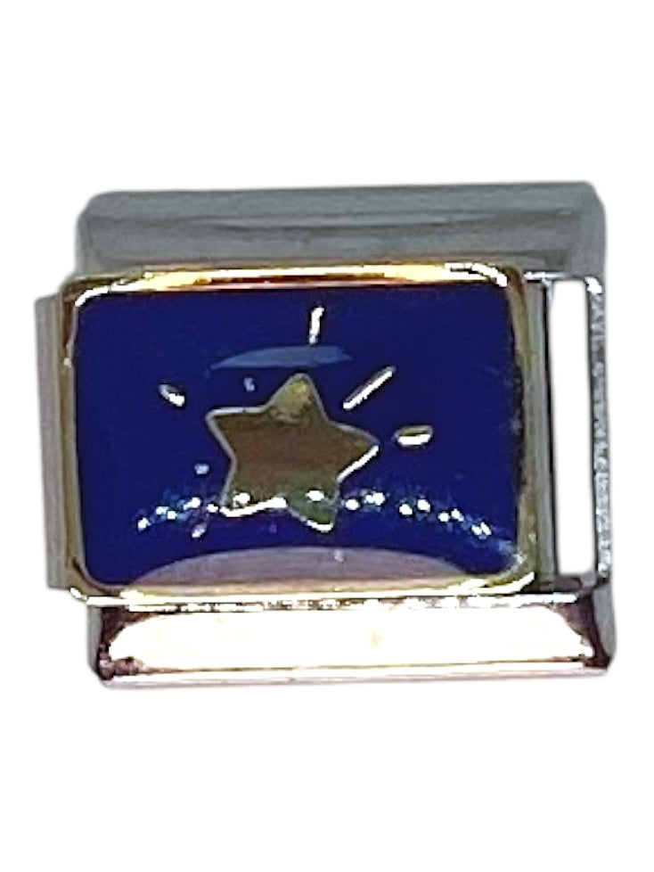 Shooting Star on Blue Sky Silver Italian Charm