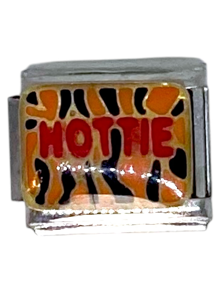 Hottie Tiger Print Silver Italian Charm