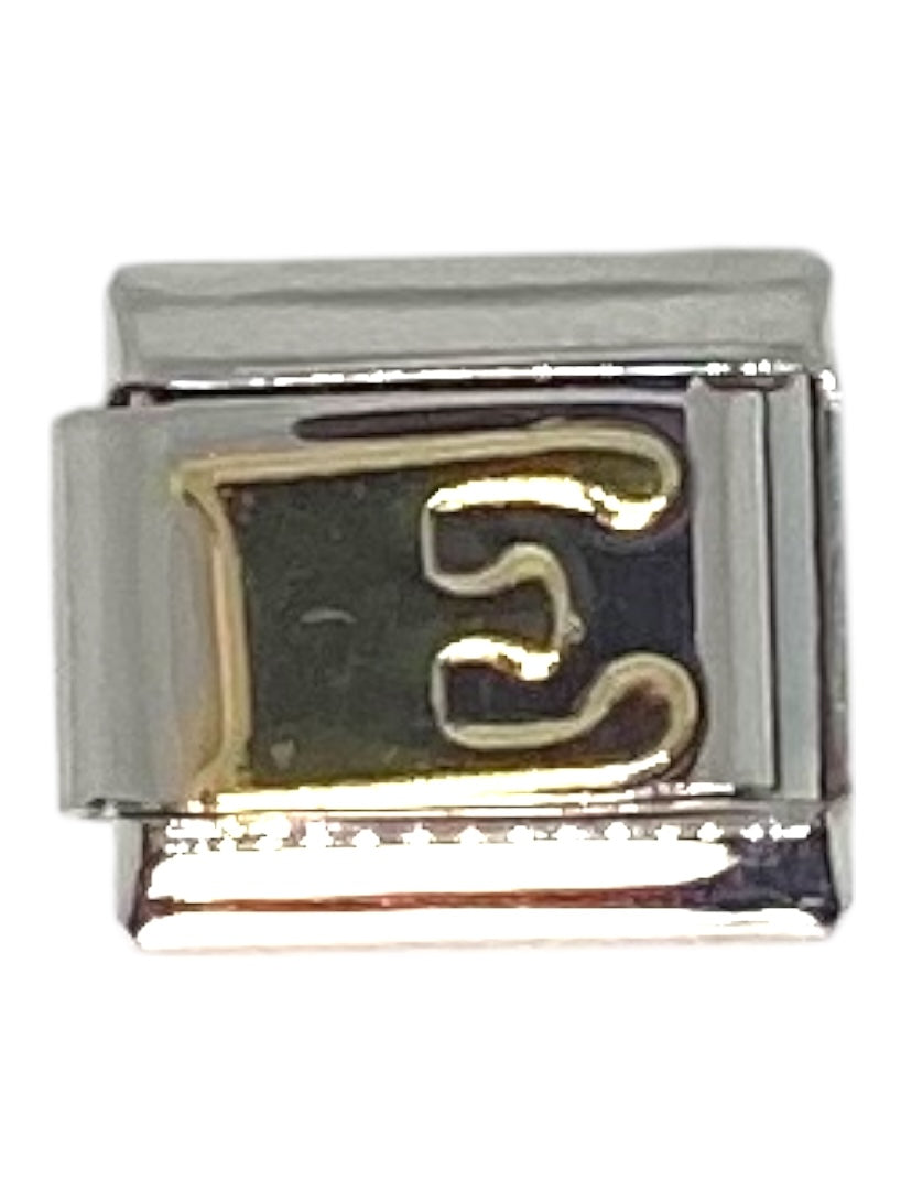 Gold Letter E Silver Italian Charm