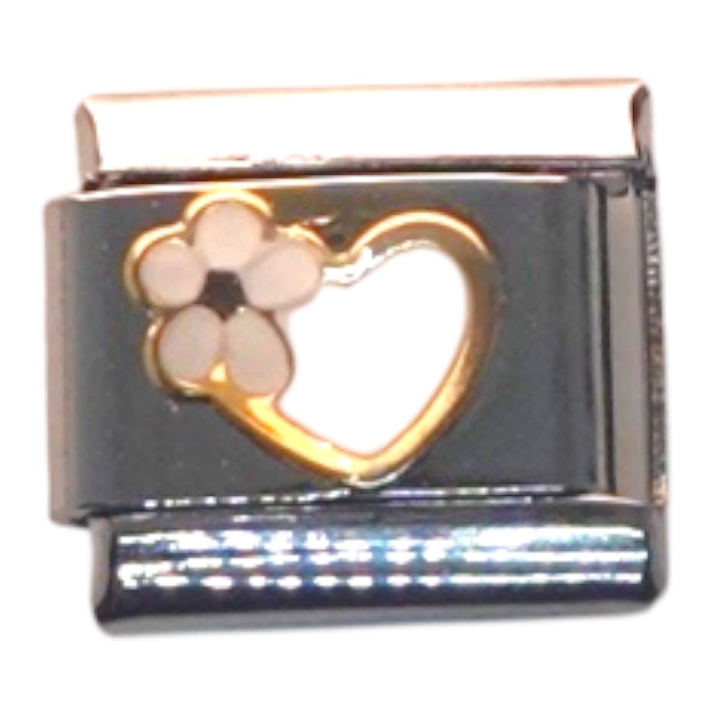 Heart with Flower Silver Italian Charm