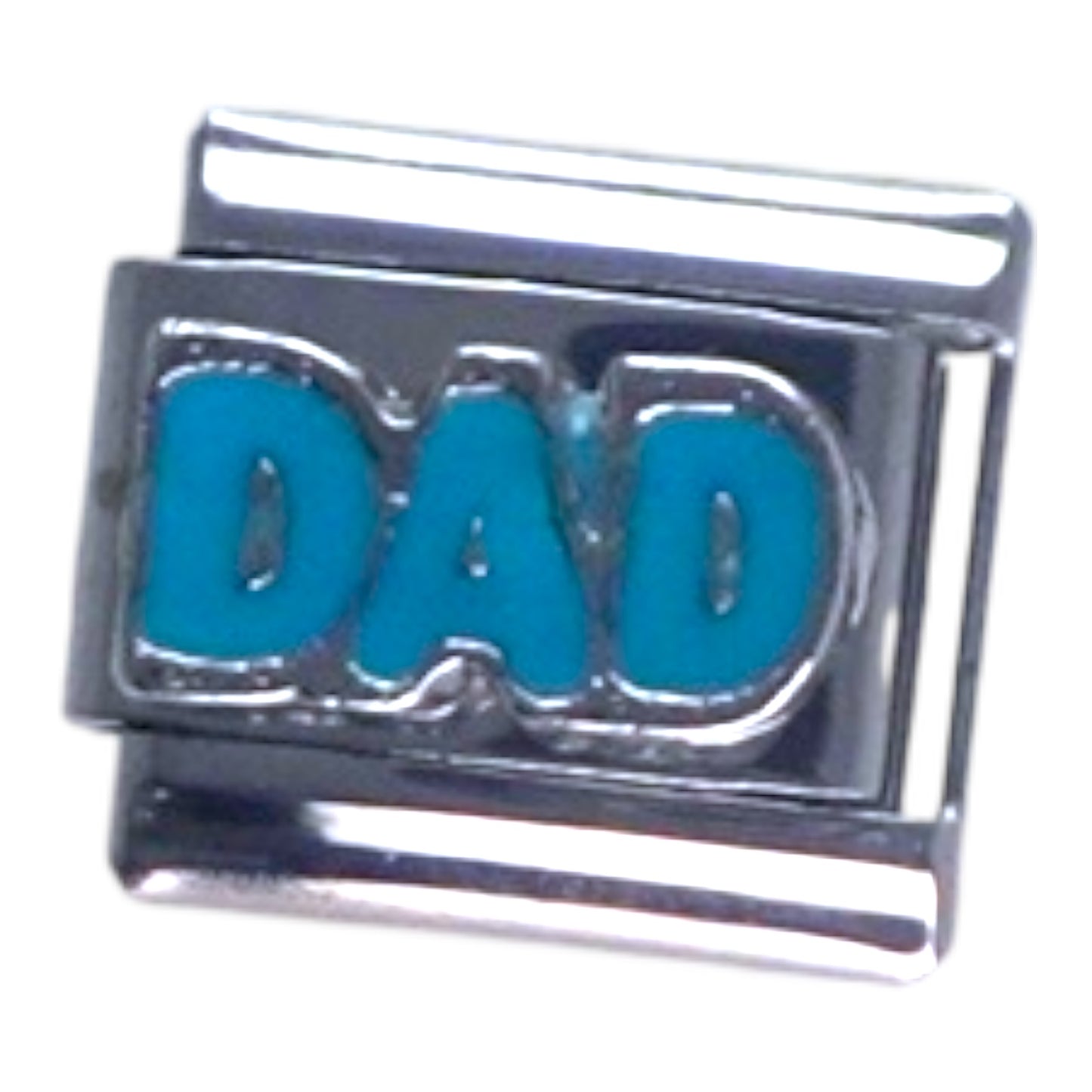Blue DAD Silver Italian Charm