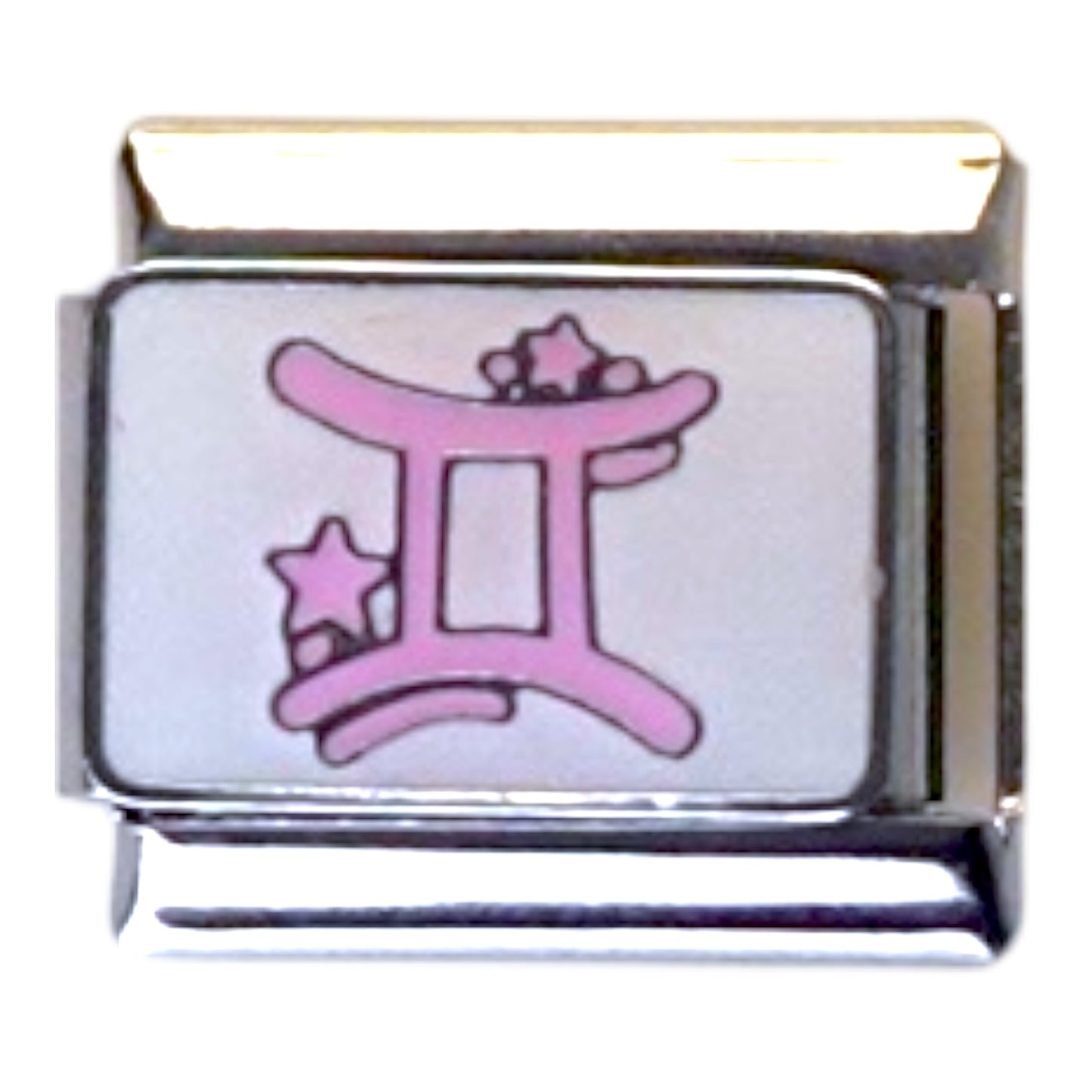 Pink Gemini Zodiac Silver Italian Charm