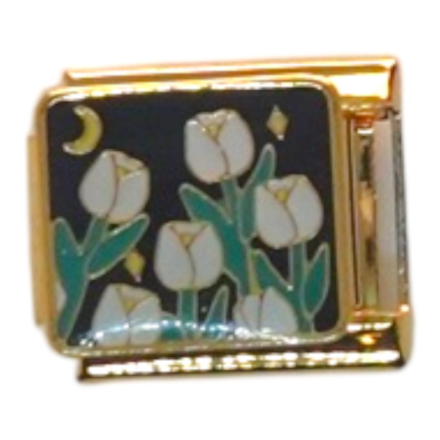 Tulips Under the Moon Gold Italian Charm