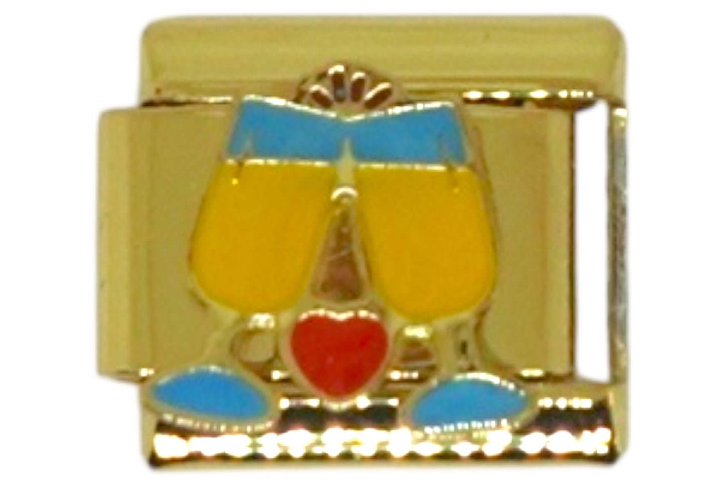 Mimosa Glasses with Heart Gold Italian Charm