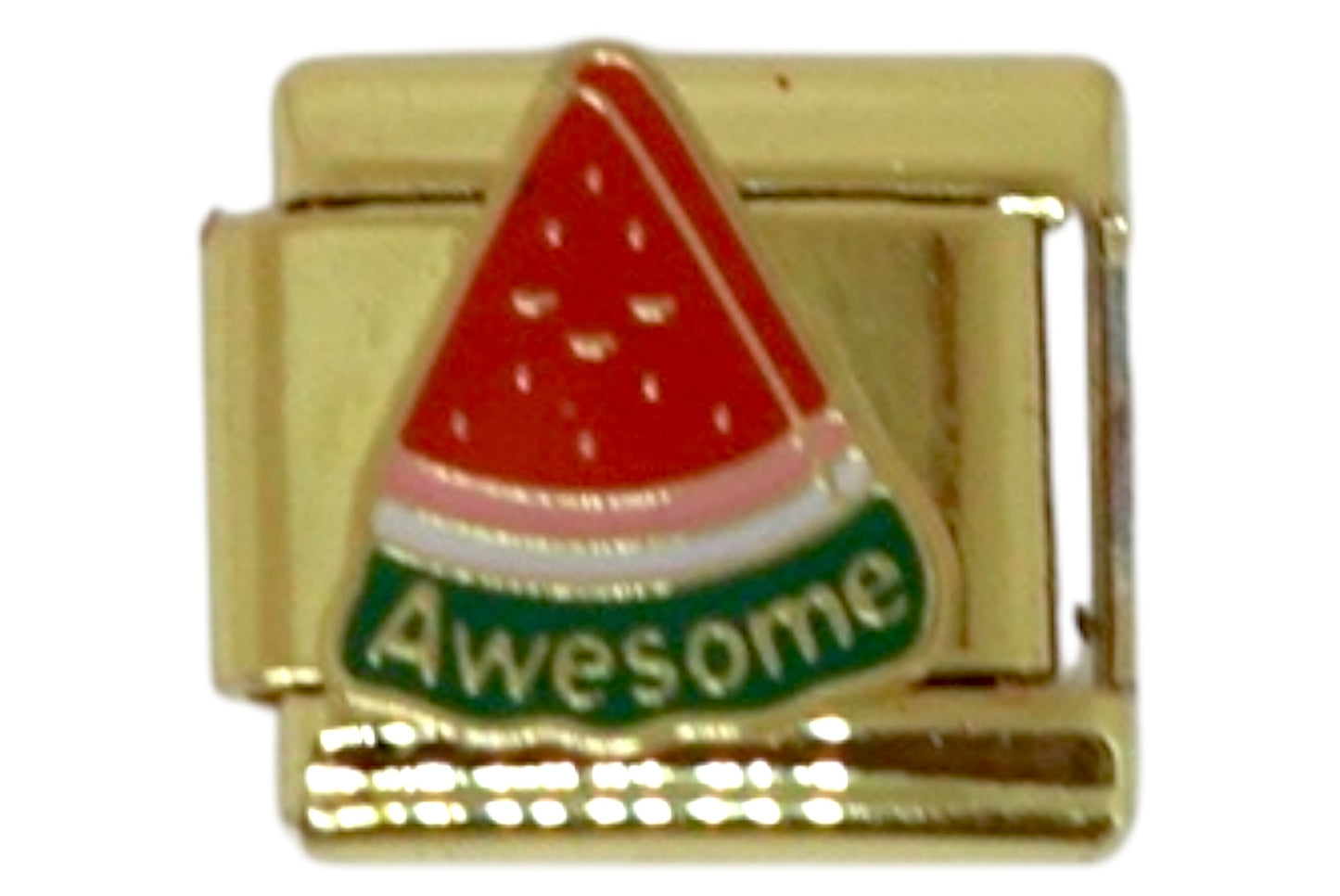 Watermelon Awesome Gold Italian Charm