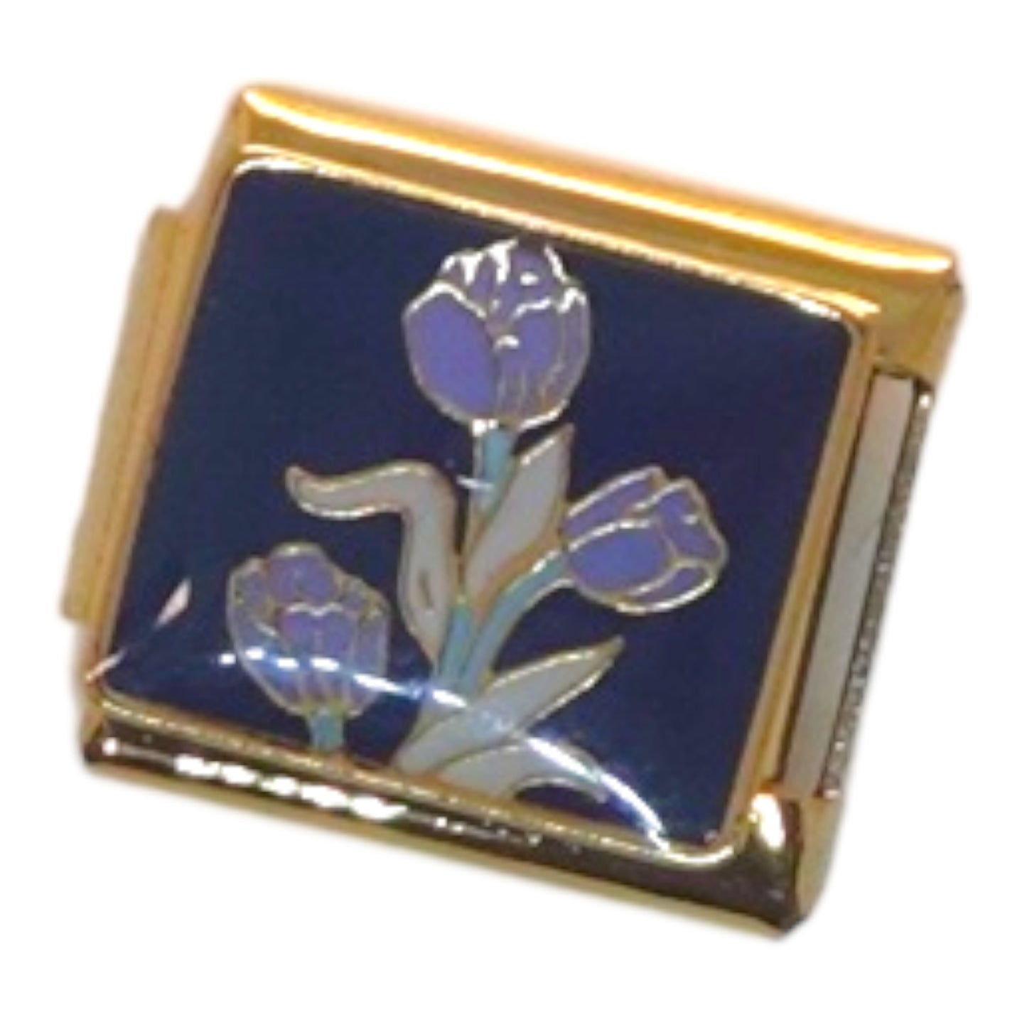 Purple Tulip Gold Italian Charm