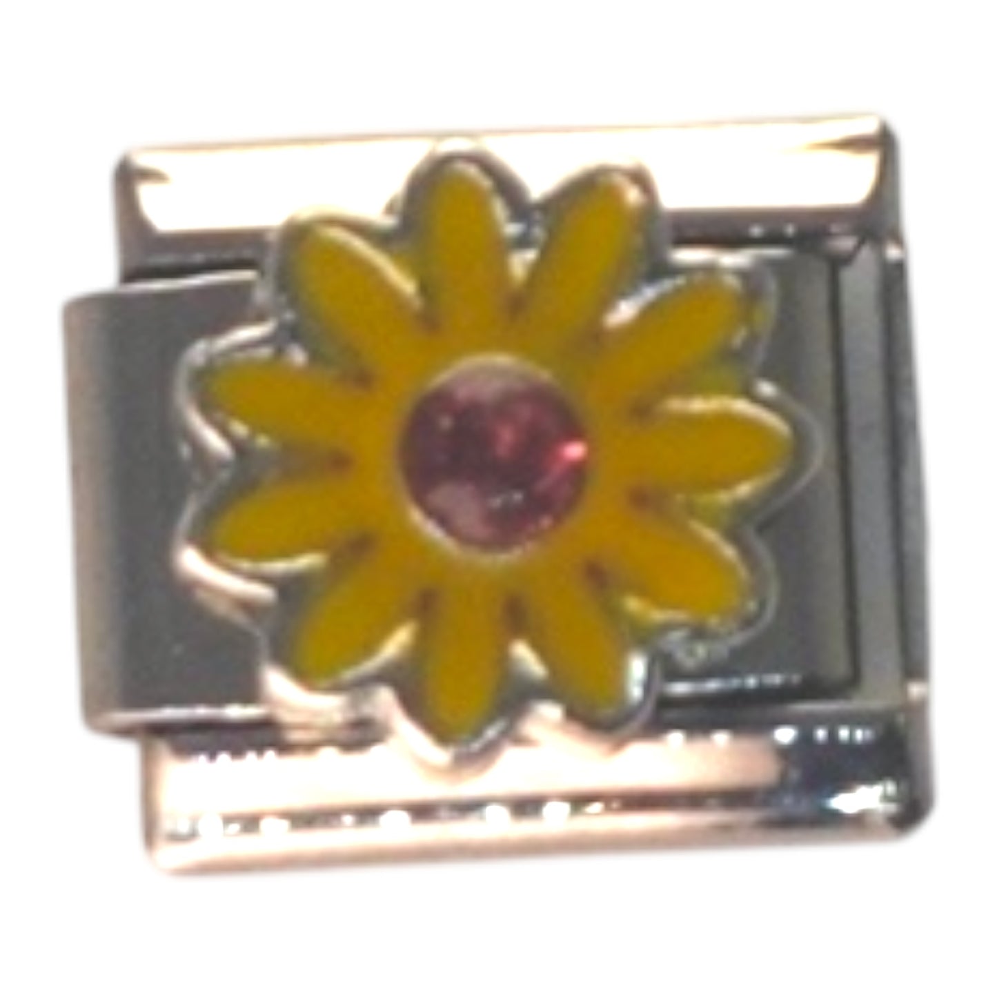 Yellow Daisy Silver Italian Charm